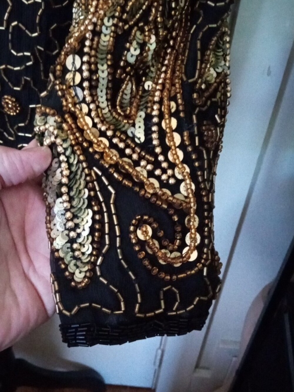Jakelin Designs 100% Pure Silk Black & Gold Sequin & Beads Plus Size Jacket 3X - Picture 12 of 13